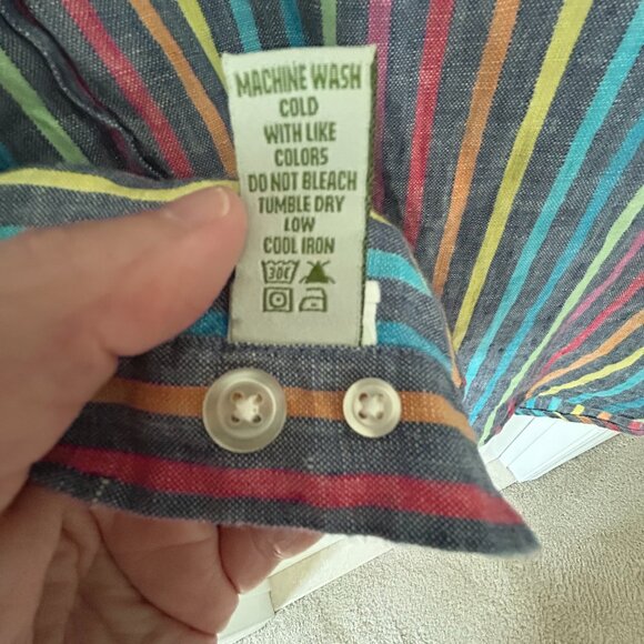 ORVIS men's striped long-sleeve linen shirt (XXL) - Picture 6 of 6